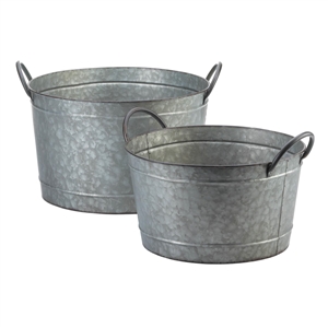 Galvanized Bucket Metal Planters Set of 2