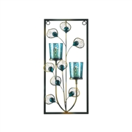 Peacock Feather Two Candle Wall Sconce