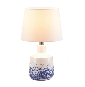 White And Blue Splash Round Base Table Lamp