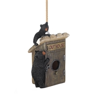 Black Bear Outhouse Wood Birdhouse