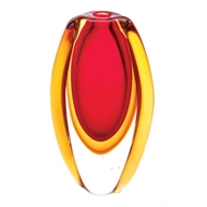 Sunfire Red & Gold Decorative Glass Vase