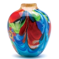 Multi-Colored Floral Fantasia Glass Jug Shaped Vase