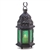 Emerald Green Glass Moroccan Metal Candle Lantern