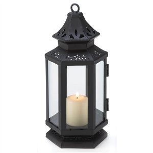 Black Metal Stagecoach Candle Lantern