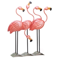 Flock O' Pink Flamingos Wrought Iron Decor