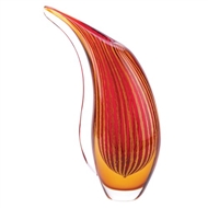 Red & Gold Sunset Art Glass Decorative Vase