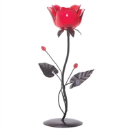 Romantic Ruby Red Rose Votive Candle Holder