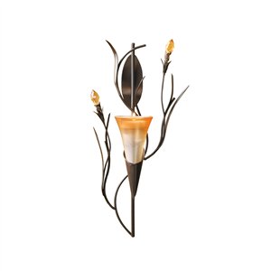 Sunrise Orange Lily Candle Holder Wall Sconce