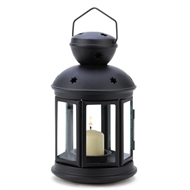 Clear Glass Black Metal Colonial Candle Lantern