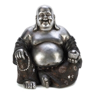 Silver & Black Happy Sitting Buddha Figurine