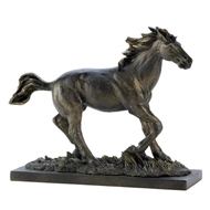 Wild Running Stallion Bronze Color Statue