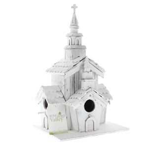 Little White Chapel Wood Birdhouse