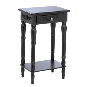 Colonial Black Carved 1-Drawer Side Table