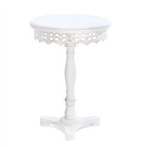 White Wood Flourish Pedestal Table