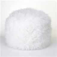 White Fuzzy Ottoman Pouf