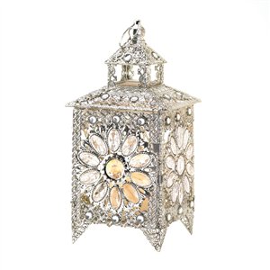 Crown Jewels Silver-tone Candle Lantern