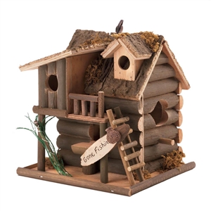 Gone Fishin' Brown Wood Birdhouse