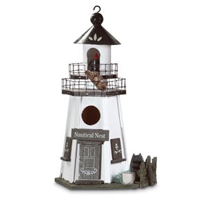Nautical Nest Lighthouse White Wood Birdhouse