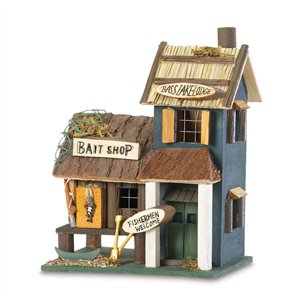 Bass Lake Lodge Bait Shop Wood Birdhouse