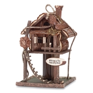 "Our Neck of the Woods" Treehouse Brown Wood Birdhouse