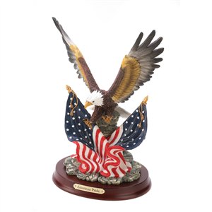 Unfurled Wings Patriotic Eagle on Wood Base