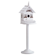 Freestanding Victorian White Wood Birdhouse