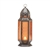 Amber Glass Black Metal Candle Lantern