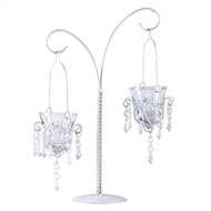 Dual Chandelier White Votive Candleholders w/Stand