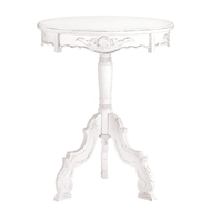 Romantic Rococo White Wood Accent Table
