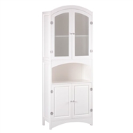 White Wood Linen Cabinet with Magnetic Close Doors
