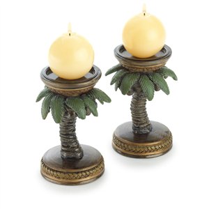 Coconut or Palm Tree Candle Holder 2PC