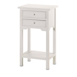 White Wood 2-Drawer Side Table