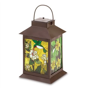 Brown Metal Solar Floral Lantern