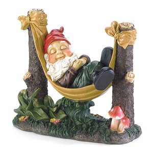 Slumbering Gnome in Hammock Statue