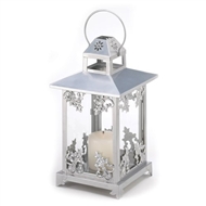 Silver Metal Scrollwork Candle Lantern