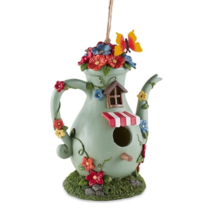 Green Tall Teapot Birdhouse