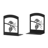 Pine Cone Black Metal Bookends 1 Pair