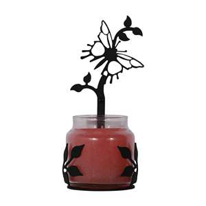 Butterfly Large Black Metal Candle Jar Sconce