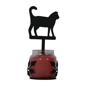 Cat Large Black Metal Candle Jar Sconce