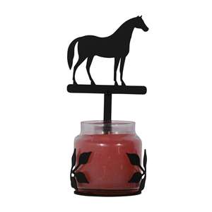 Standing Horse Large Black Metal Candle Jar Sconce