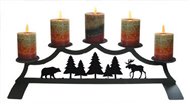 Moose Fireplace Black Metal Pillar Candle Holder