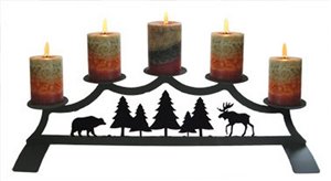 Moose Fireplace Black Metal Pillar Candle Holder