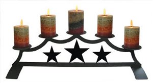 Star Fireplace Black Metal Pillar Candle Holder