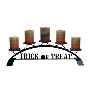 Trick or Treat Tabletop Centerpiece Black Metal Candle Holder