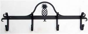 Pineapple 4-Hook Black Metal Coat Bar