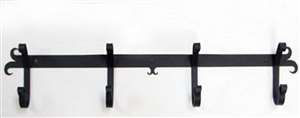 Plain 4-Hook Black Metal Coat Bar