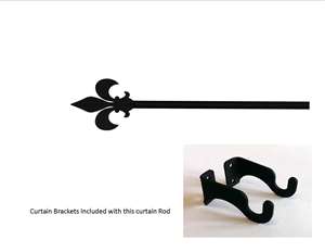 Fleur-de-lis Curtain Rod - 21 In. to 35 In. SM (Hardware is INCLUDED)