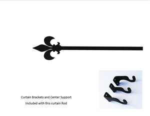 Fleur-de-lis Curtain Rod - 36 In. to 60 In. MED (Hardware is INCLUDED)