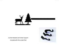 Deer & Pine Tree Curtain Rod 113 In. to 130 In. XL (Hardware INCLUDED)