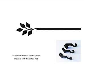 Leaf Curtain Rod - 36 In. to 60 In. MED (Hardware is INCLUDED)